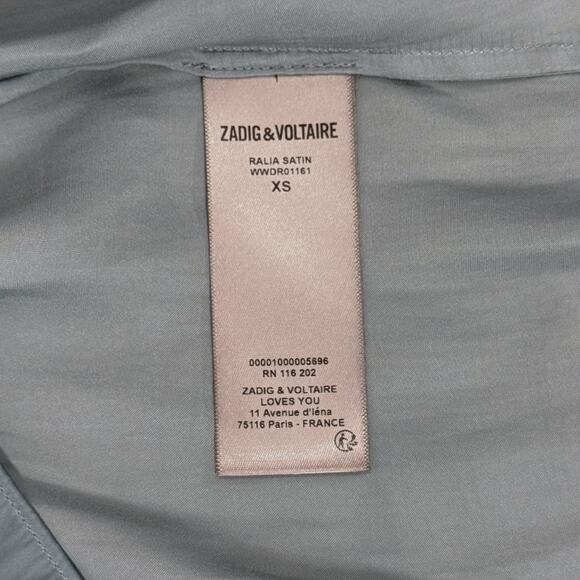 Zadig & Voltaire Size XS Ralia Satin Midi Dress Blue Elegant Special Occasion - Picture 5 of 11